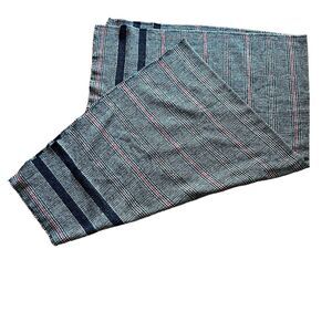British Airways Blanket‎ Wool Blend Navy Blue Plaid Rare 50" X 69"